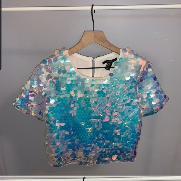 Forever 21 Tops - Sequined Holographic crop top (FOREVER 21)